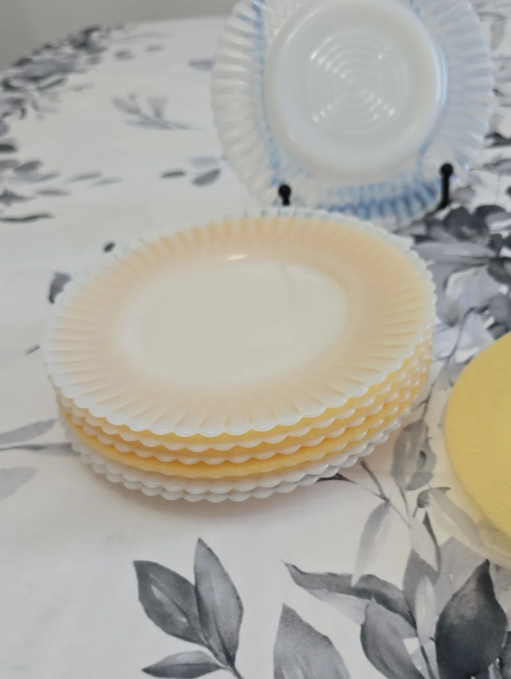 Vintage MacBeth Evans Set Of 8 Ringed Base Petalware Monax Bread Plates White 6